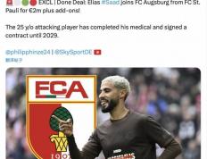 德天空：圣保利边锋萨德即将加盟奥格斯堡，签约至2029年