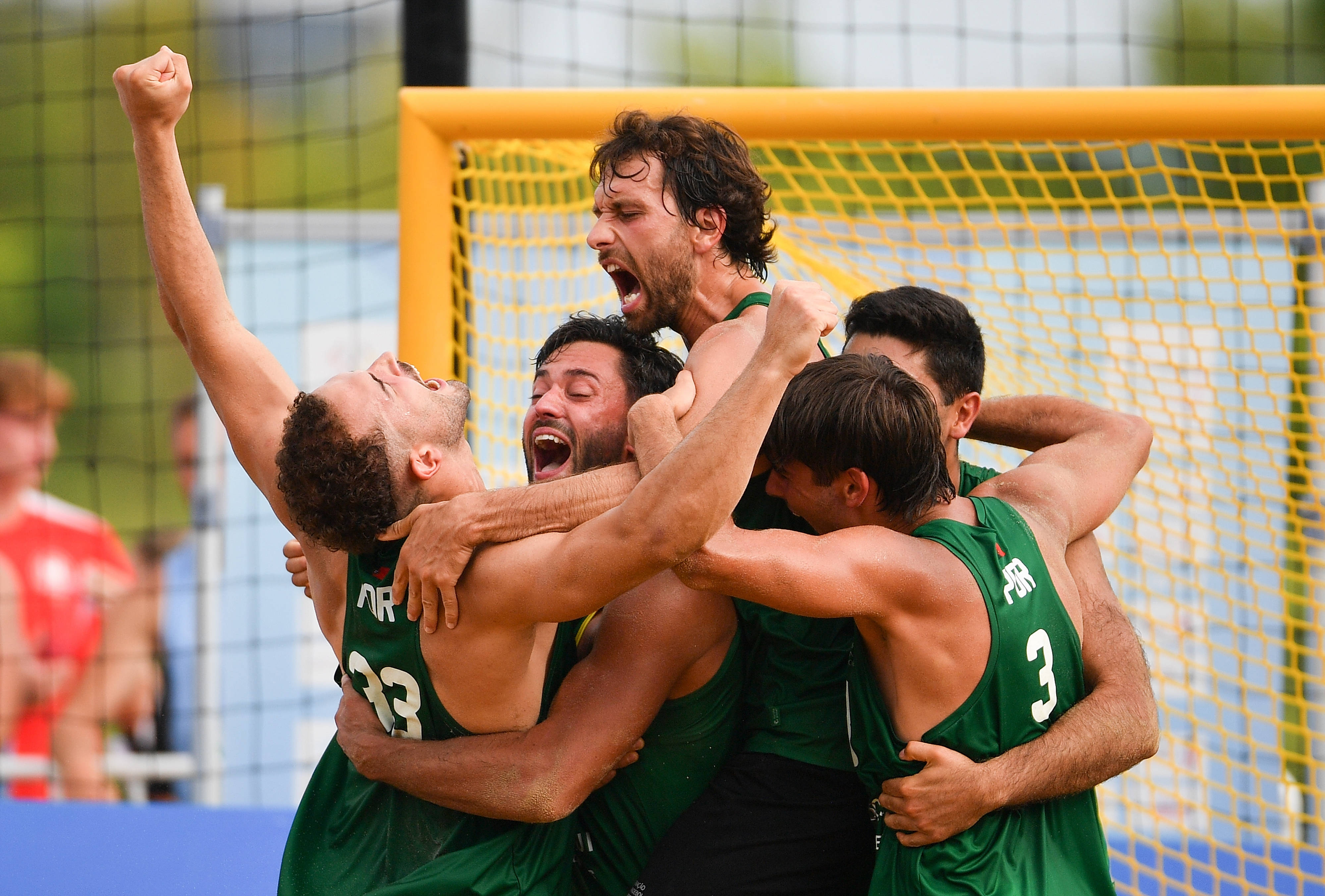 (成都世运會(huì))沙滩手球——男子半决赛:葡萄牙(yá)队胜西班牙(yá)队