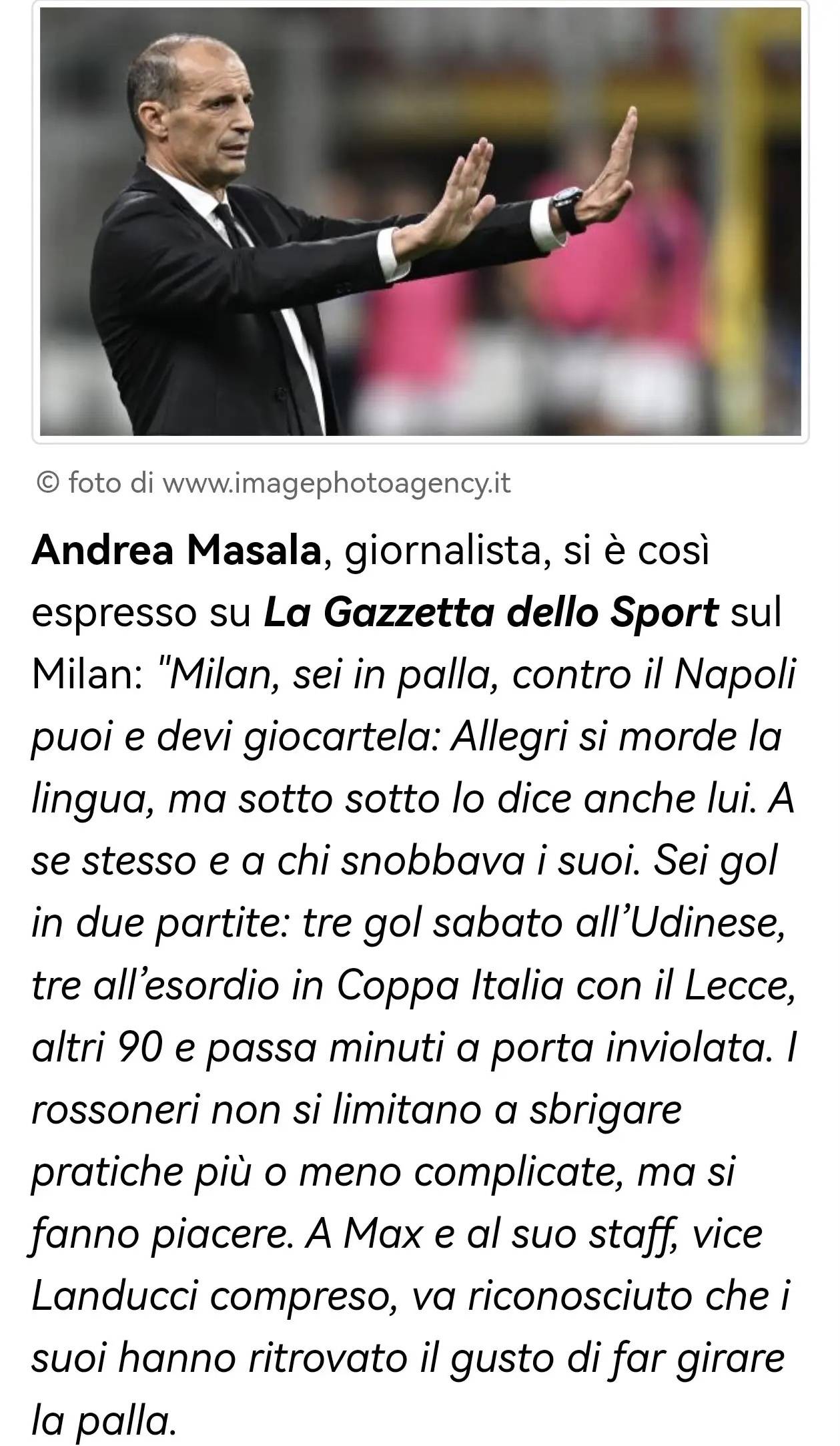 虎扑app-意甲知名媒体人：米兰应保持冷静，衹(zhǐ)有战胜那不勒斯才能回应那些质疑阿莱格里的人